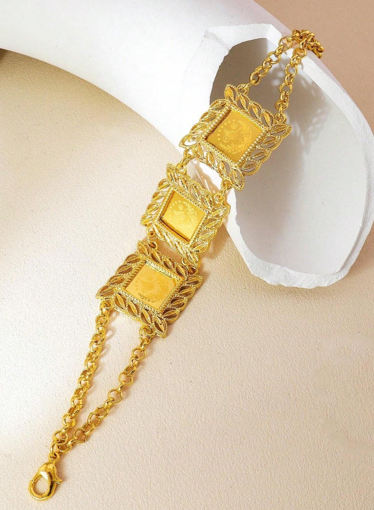 Elegant 21k Gold Plated Bracelet For Women Size 18 + 5cm