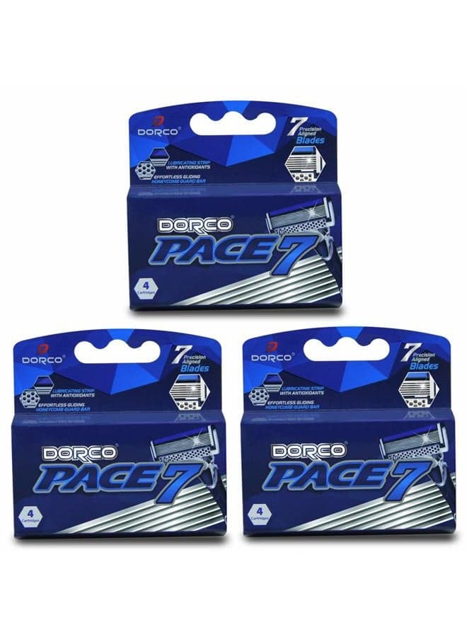 Dorco Pace 7 - World's First and Only Seven Blade Razor- 12 Cartridges (No Handle)
