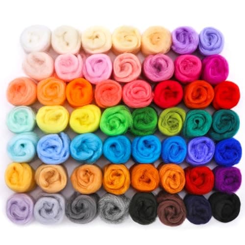 Mayboos 54 Colors Needle Felting Wool, 5.71oz Wool Roving Felting Fiber Wool Yarn for Needle Felting Supplies DIY Hand Spinning, 3g/Color