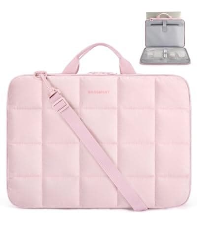 BAGSMART Laptop Case with Handle Puffy Laptop Sleeve Bag for Women MacBook Case for Dell HP Lenovo MacBook AirPro 15156 inch Pink