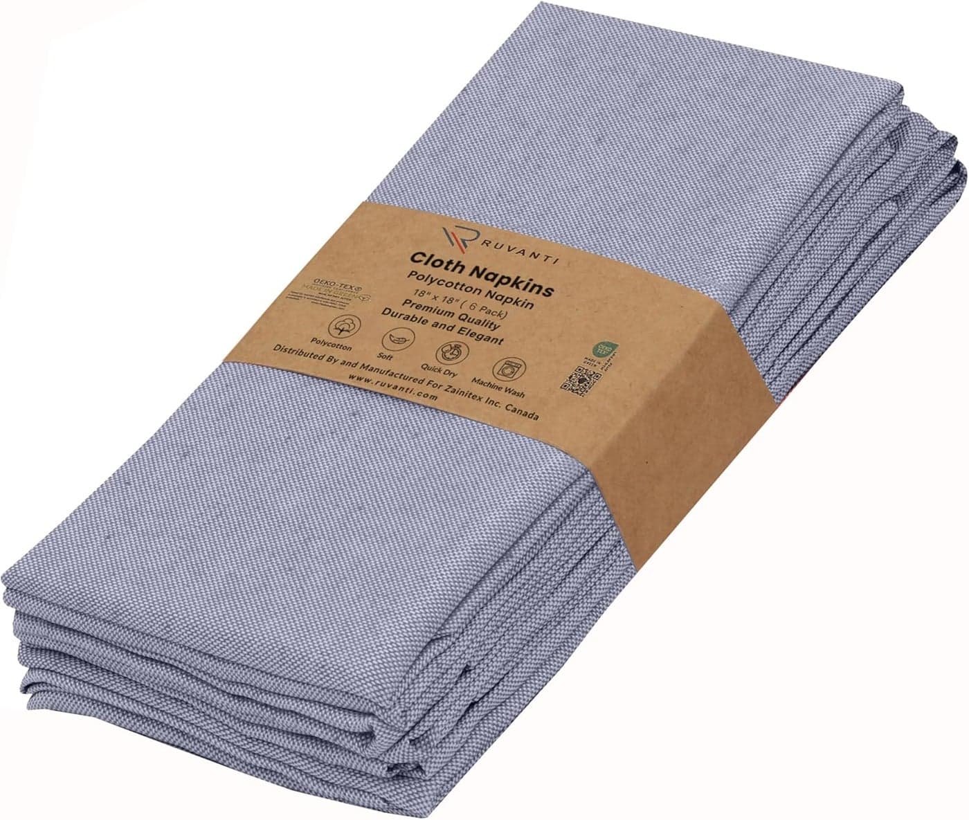 RUVANTI Cloth Napkins Set of 6 18x18 Reusable Napkins Cloth Washable Soft Durable Table Napkins Poly Cotton Fabric Dinner Napkins for Parties Christmas Thanksgiving Weddings Steel