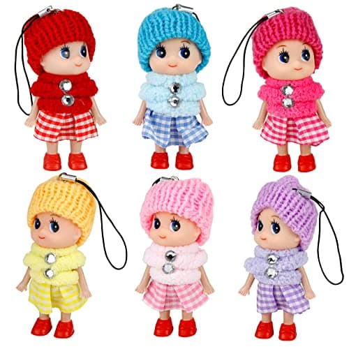 Sealive 6 PCS Small Dolls Girls 3 Inch Fashion Dollhouse Dolls Princess Mini Doll Surprise Gift For Kids Little Dolls Decoration Accessories Wearing Miniature Clothes Shoes Outfit Toys For Girl