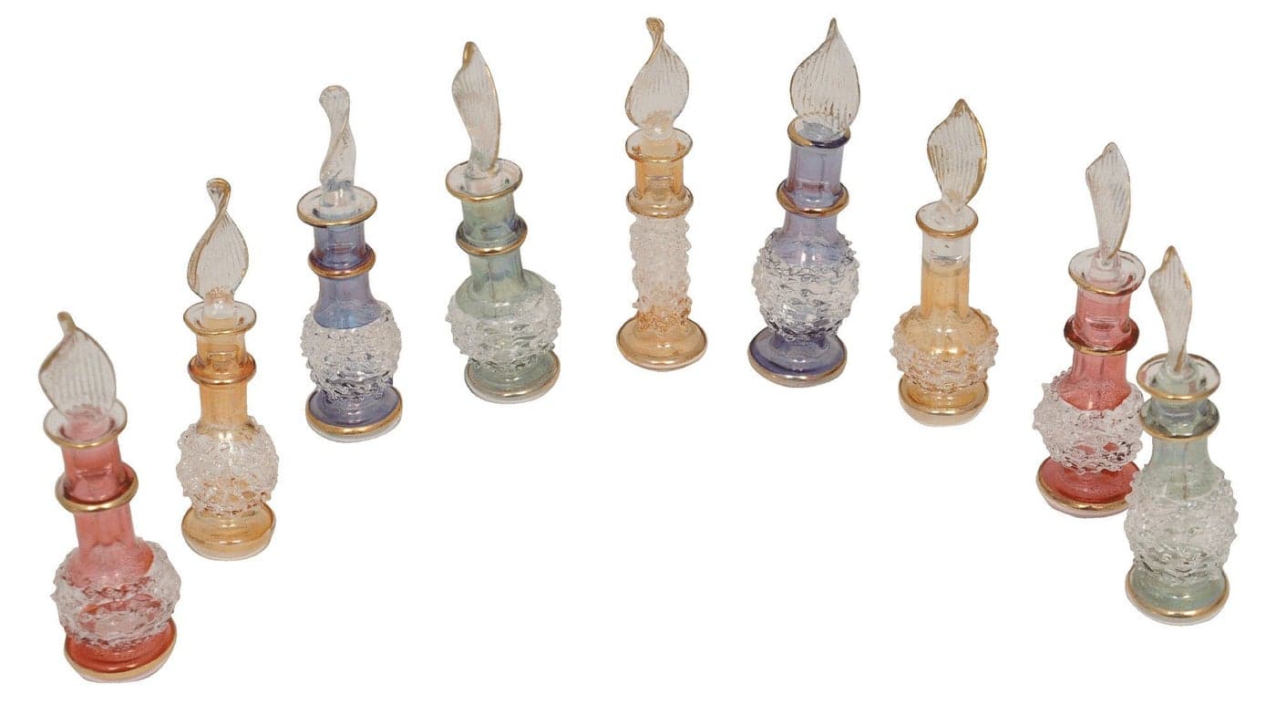 Egyptian Perfume Bottles Set of 10 Hand Blown Decorative Glass Vials Height 2 Inch (5 cm) by CraftsOfEgypt