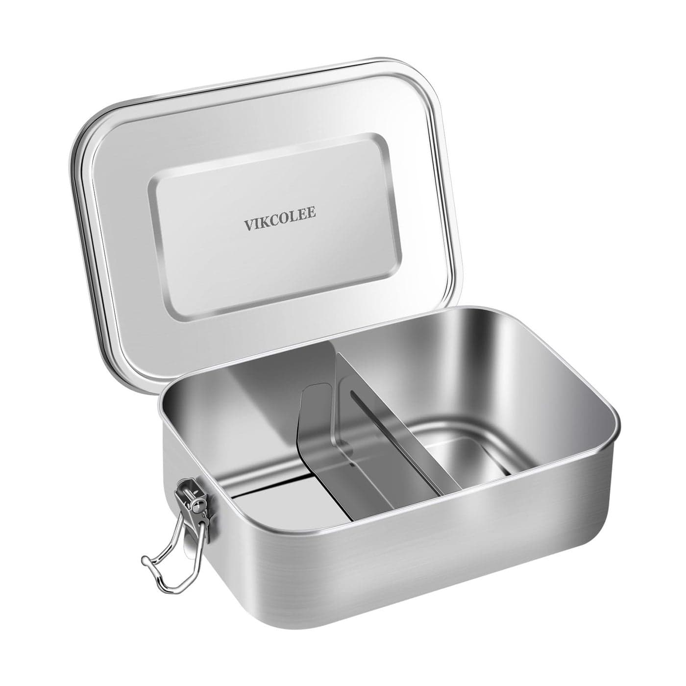 VIKCOLEE Stainless Steel Bento Box Metal Lunch Food Container 800ML Bento Lunch Box for Kids or Adults with Lockable Clips to Leak Proof BPAFree Dishwasher Safe