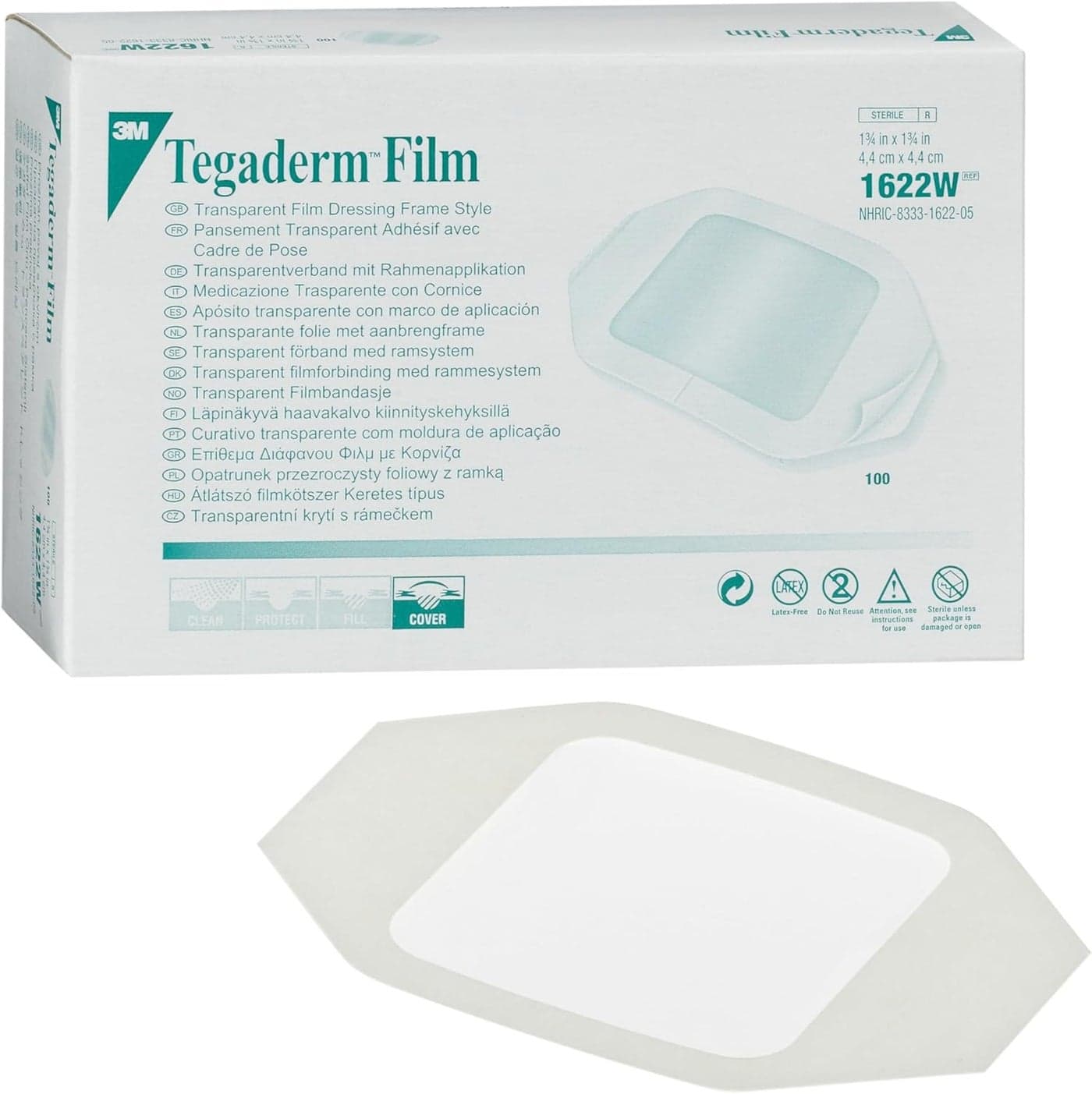 3M Tegaderm Transparent Film Dressing Frame Style 1622W 400 Pieces Pack of 4