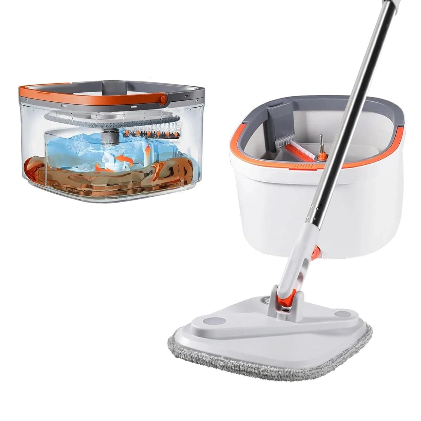 waqif Spin Mop and Bucket 360 Spin Mop with Bucket Household Cleaning Supplies Spinning Mop and Bucket with Wringer Set for Floor Cleaning