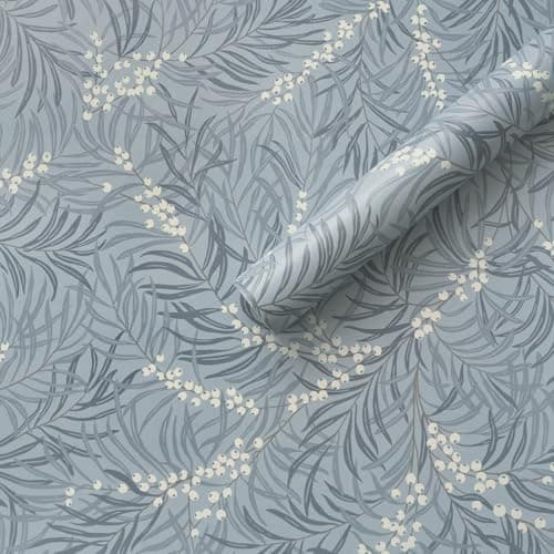 Fiula Vintage Wallpaper Blue Peel and Stick Wallpaper Green Leaf Wall Paper White Berry Contact Paper for Cabinets Vinyl Renter Friendly Waterproof Selfadhesive Bathroom Kitchen Bedroom 173 x 787