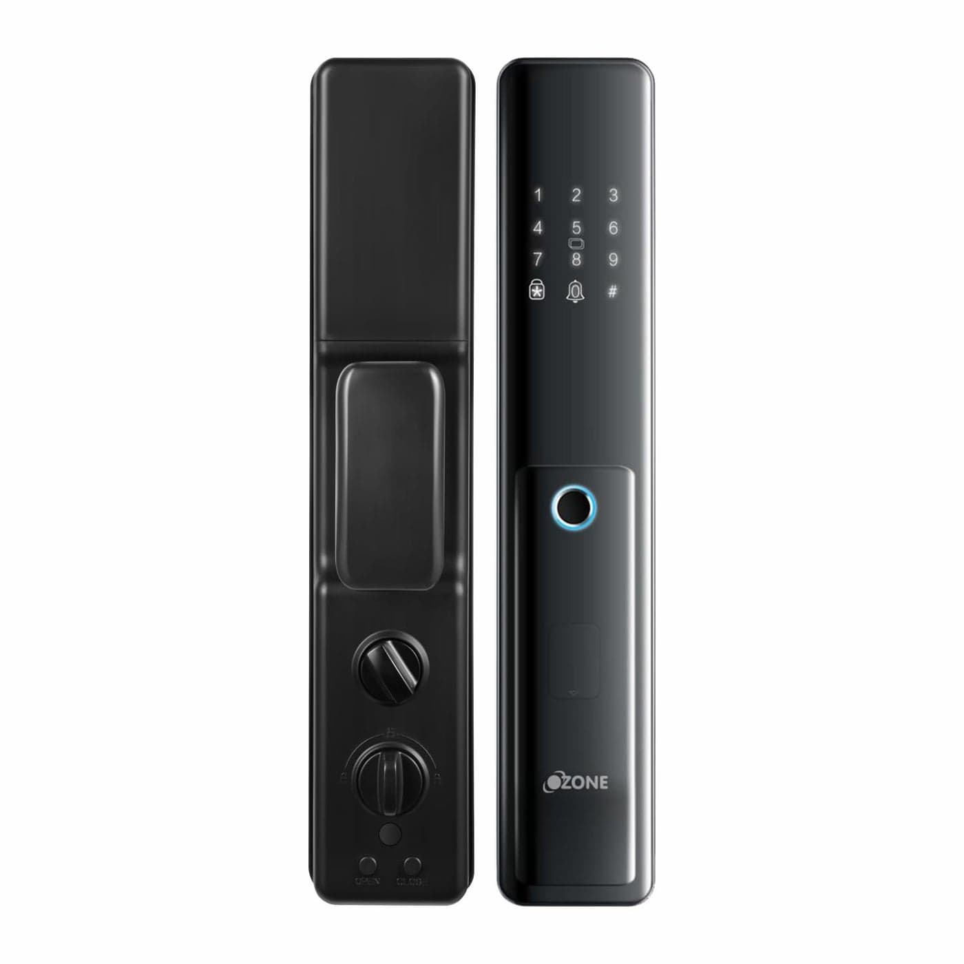 Ozone Smart WiFi Lock for Wooden Metal Doors 4Way Access OzoLife App Fingerprint Password RFID Card 3580 mm Door Thickness Free Installation 2 Years Warranty Black