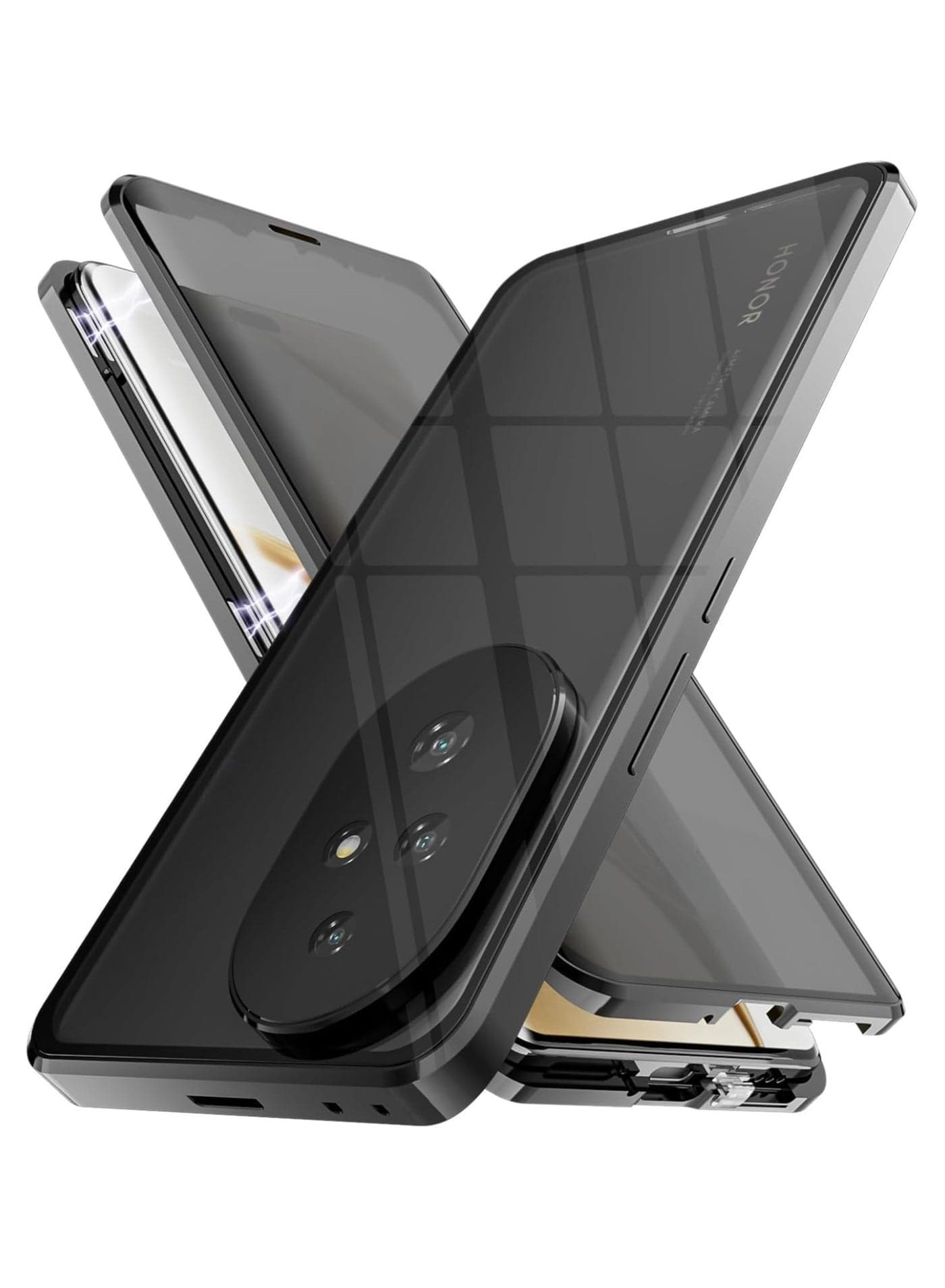 Compatible with Honor 200 Pro 5G Case Privacy Case Magnetic Adsorption Front u0026 Back 360 Degree Total Protection Case with Anti Spy Tempered Glass