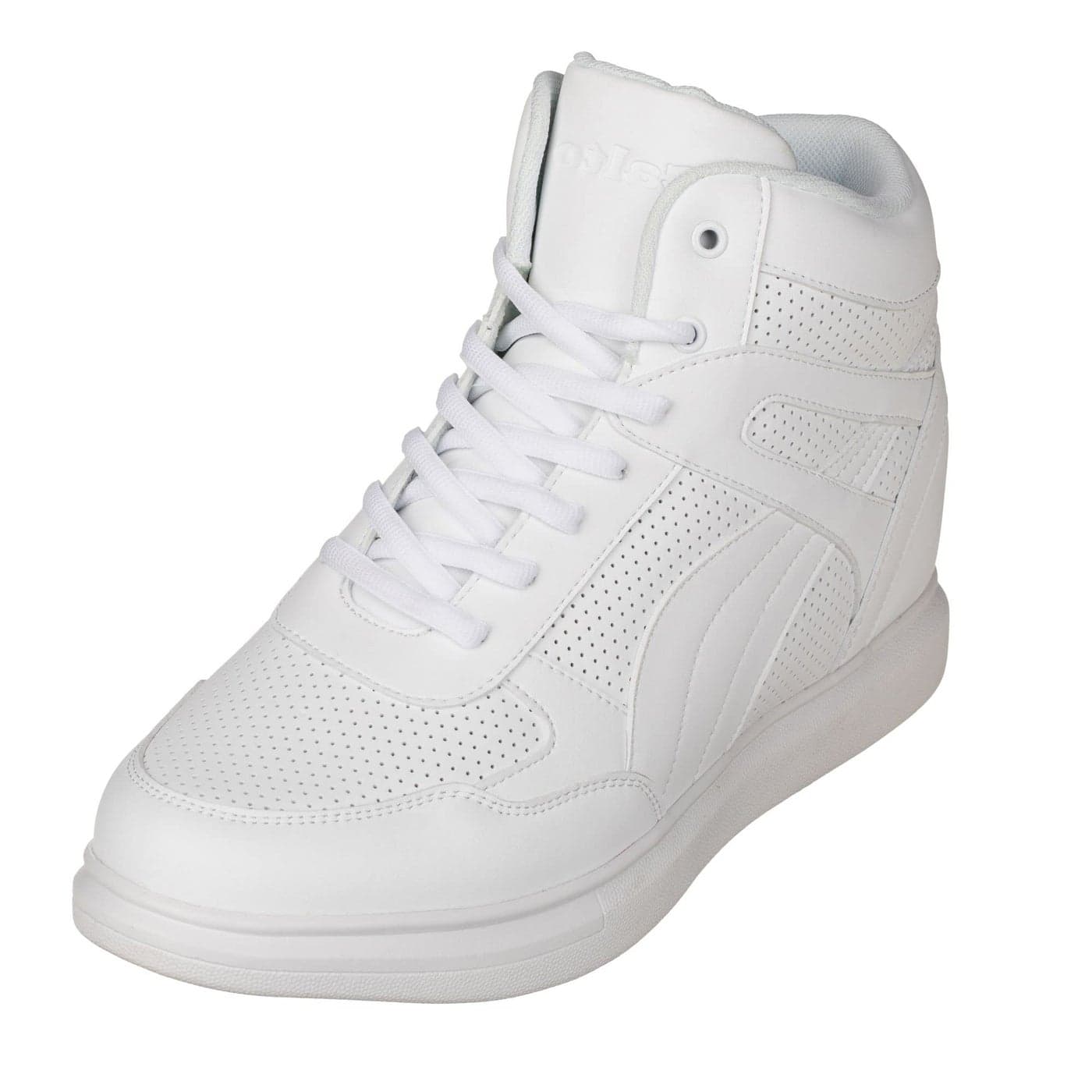 CALTO Mens Invisible Height Increasing Elevator Shoes White Leather Laceup Hightop Fashion Sneakers 38 Inches Taller H71904 Size 10 DM US