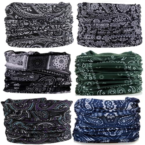 MOBEST Neck Gaiter Mask Face Scarf Bandana Tube Cover Headwear Balaclava Headband Headwrap for Men and Women (6-P5)