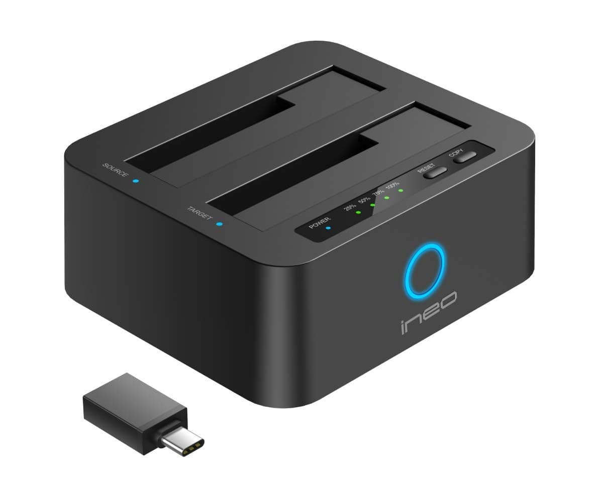 ineo USB 3.1 Gen1 to SATA 2.5" or 3.5 inch SSD/HDD Docking Station (Clone Docking)