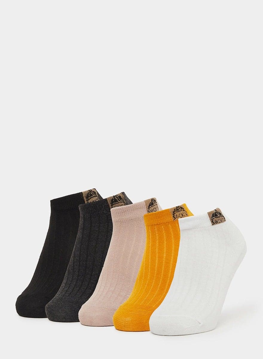 Pack of 5 Multi-Color Ribbed Ankle Socks