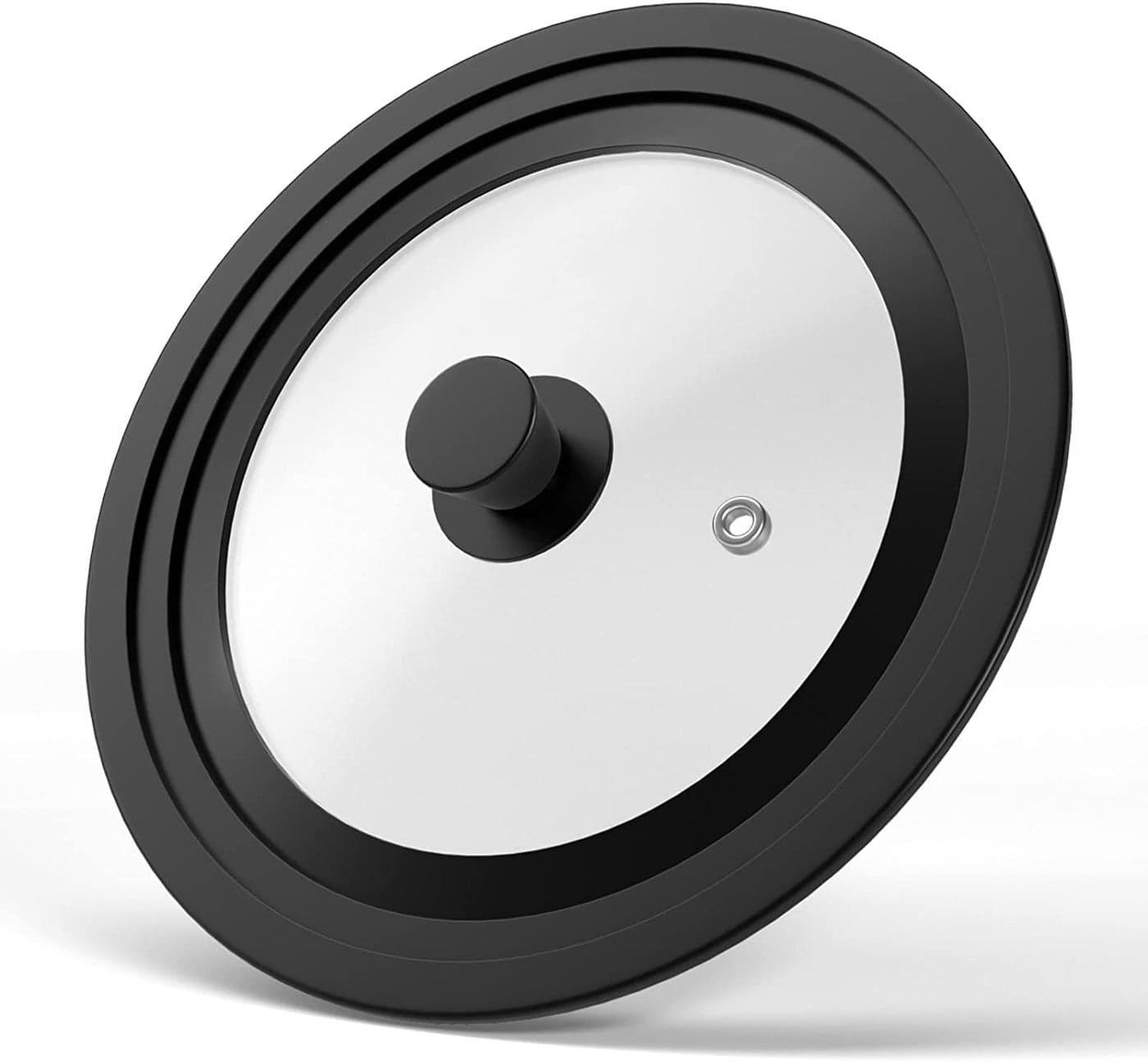 Universal Lid for Pots Pans and Skillets Tempered Glass with Heat Resistant Silicone Rim and Heat Resistant Handle Fits 95 105 and 11 Diameter Cookware Black