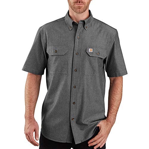 Carhartt Mens Original Fit Short Sleeve (Big & Tall) Work Utility Button Down Shirt, Black Chambray, XX-Large Big Tall US