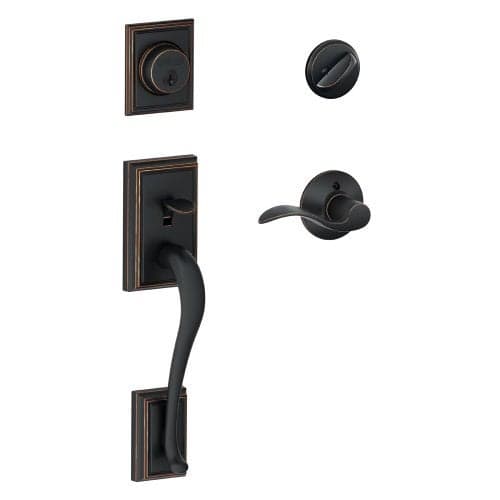 SCHLAGE Addison Single Cylinder Handleset and Right Hand Accent Lever, Aged Bronze (F60 ADD 716 Acc RH)