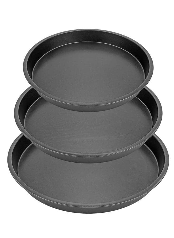 3 Pcs Non-Stick Round Cake Pans & Cookie Sheets Set – Easy-Clean Bakeware, 3-Piece Set (6-inch, 8-inch, 10-inch)