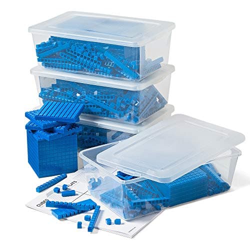 hand2mind Plastic Interlox Base Ten Blocks Classroom Set Connecting Cubes Base 10 Blocks for Math Set of 644