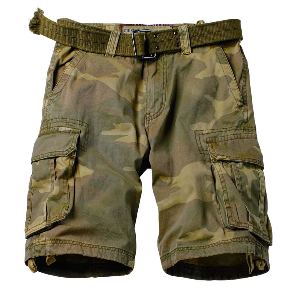 AKARMY Mens Camo Cargo Shorts Outdoor MultiPocket Cotton Casual Shorts with No Belt 8062 C34 Retro Camo Thin 33