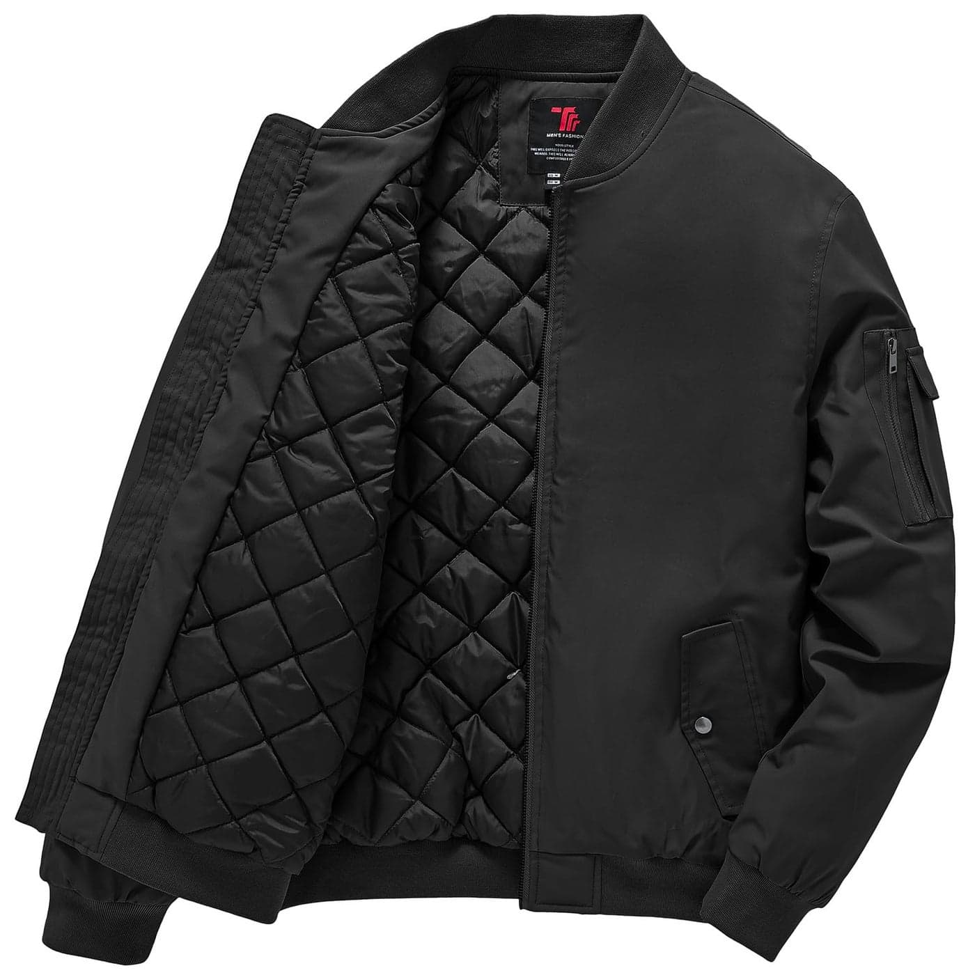 Gopune Mens Windproof Bomber Jacket Warm Water Resistant Windbreaker Winter Outwear Quilted Jackets Coats BlackXL