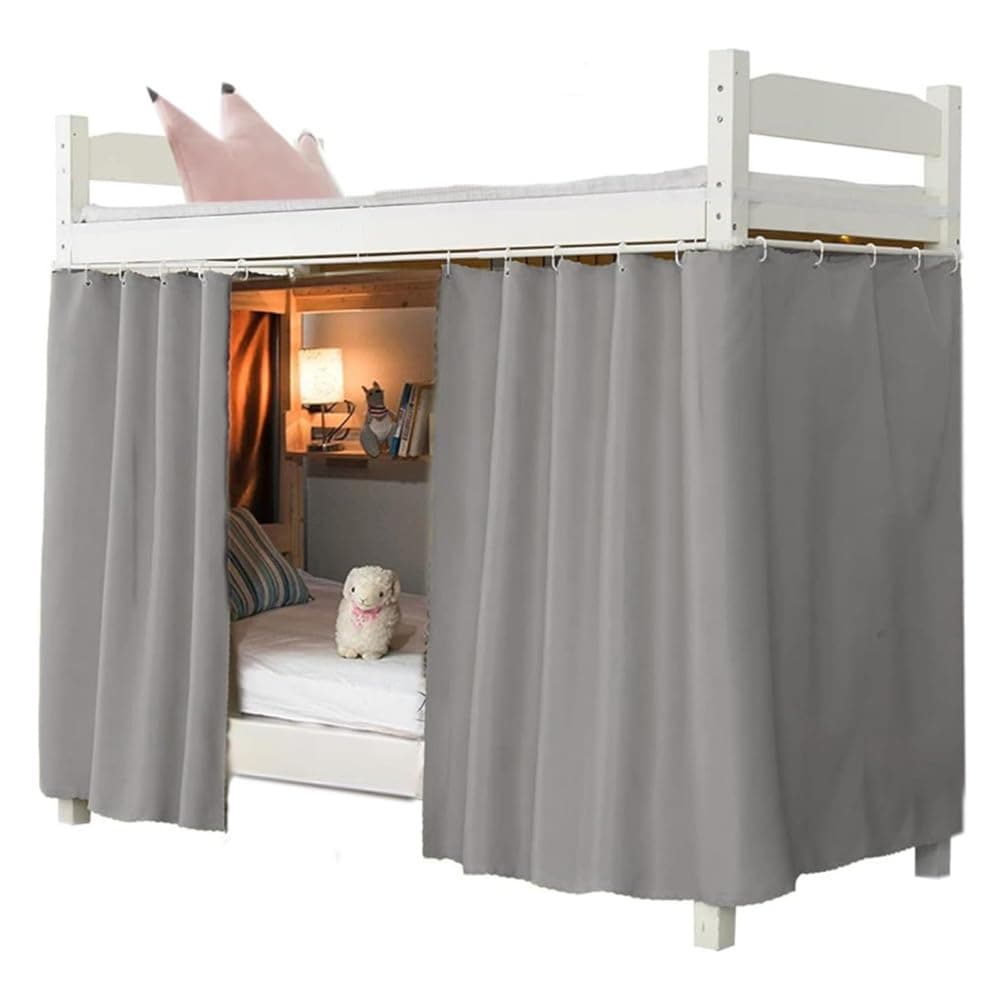 Ibluelover Solid Bottom Bunk Bed Curtains Privacy Blackout Canopy Tent 2 Panels Students Dormitory Bunk Bed Curtains Breathable Dustproof Single Bed Shading Drapes Loft Bedding Curtain for Home Dorm