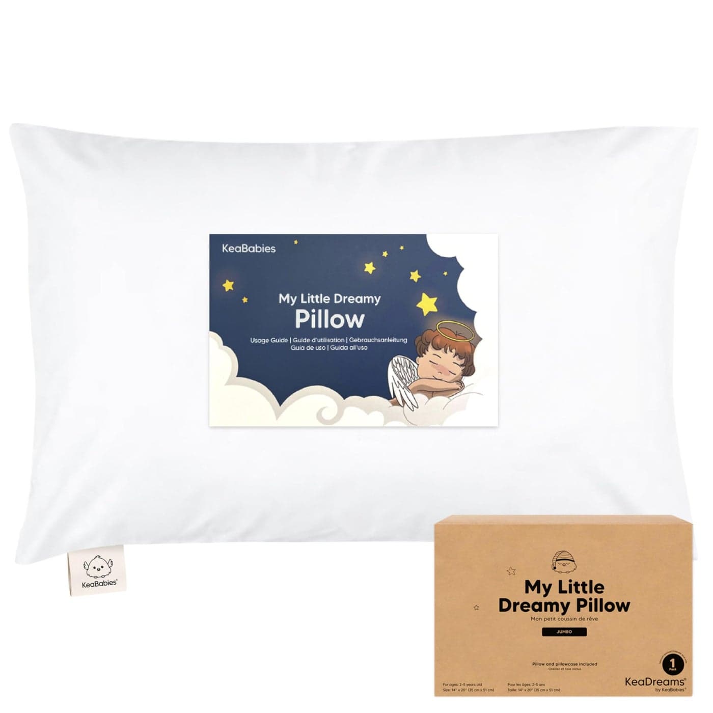 KeaBabies Toddler Pillow with Pillowcase Jumbo 14X20 Soft Organic Cotton Toddler Pillows for Sleeping Machine Washable Perfect for Travel Toddler Bed Set Soft White