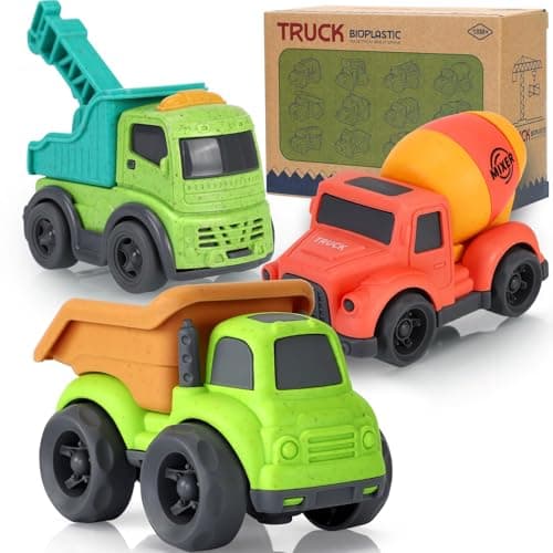 Toddler Cars Toys for 2 3 Year Old Boy 3 in 1 Dump Truck Mixer Cement and Crane Toys for Baby Boy Girls BPA Free Phthalates Free PVC Outdoor Toy for Toddlers 24 Easter Birthday Gifts for Kids