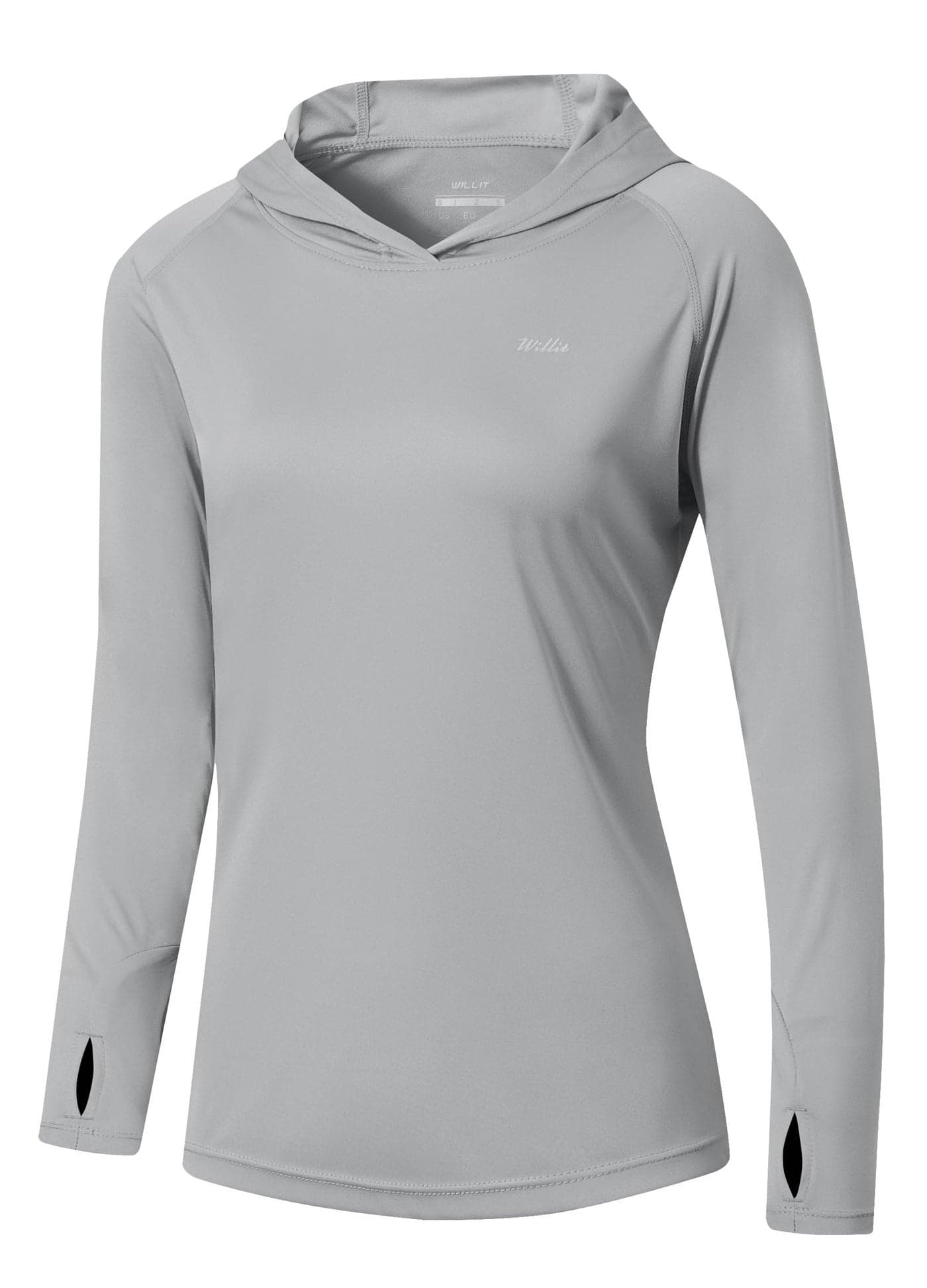 Willit Women's UPF 50+ Sun Protection Hoodie SPF Shirt Long Sleeve Hiking Fishing Outdoor Shirt Lightweight Hoodie Gray L