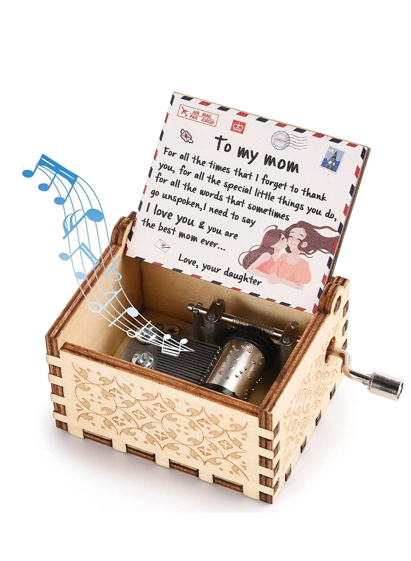 Mom Birthday Gifts Music Box from Daughter, You are My Sunshine Mechanism Vintage Personalized Cute Daughter to for Mothers Day