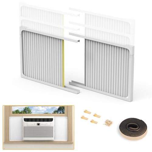 Powrocket Window Air Conditioner Side Panels with FrameAdjustable Extra Wide Air Conditioner Side Panels Fits Most 500014000 BTU Window AC UnitsWindow AC Side Panel Curtain Kit2 Pack