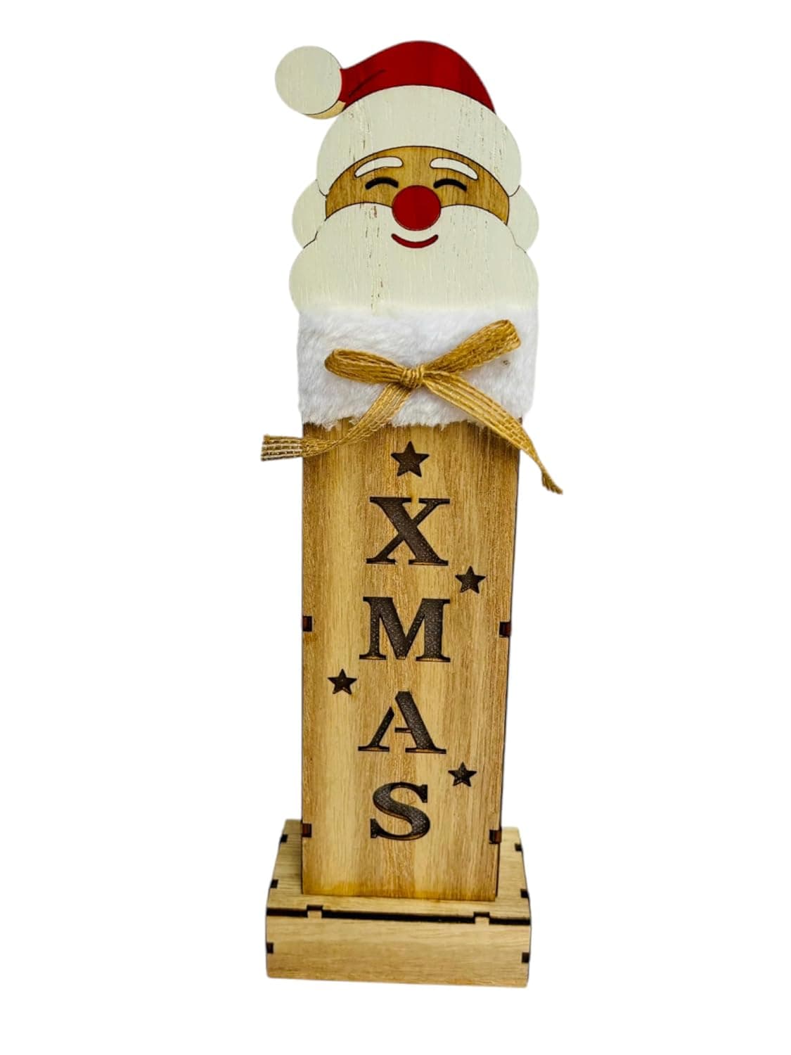 PT Christmas Tabletop Decoration Wooden Santa Sleigh LED Light for Indoor Christmas Home Decor 1PC