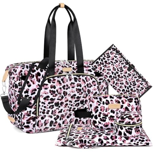 Diaper Bag Tote for Baby 7Pcs Large Mommy Bag with Portable Changing Pad Pacifier Case and Organizer Pouches Multifunctional Hospital Bags for Labor and Delivery Travel Baby Bag for Boy Girl