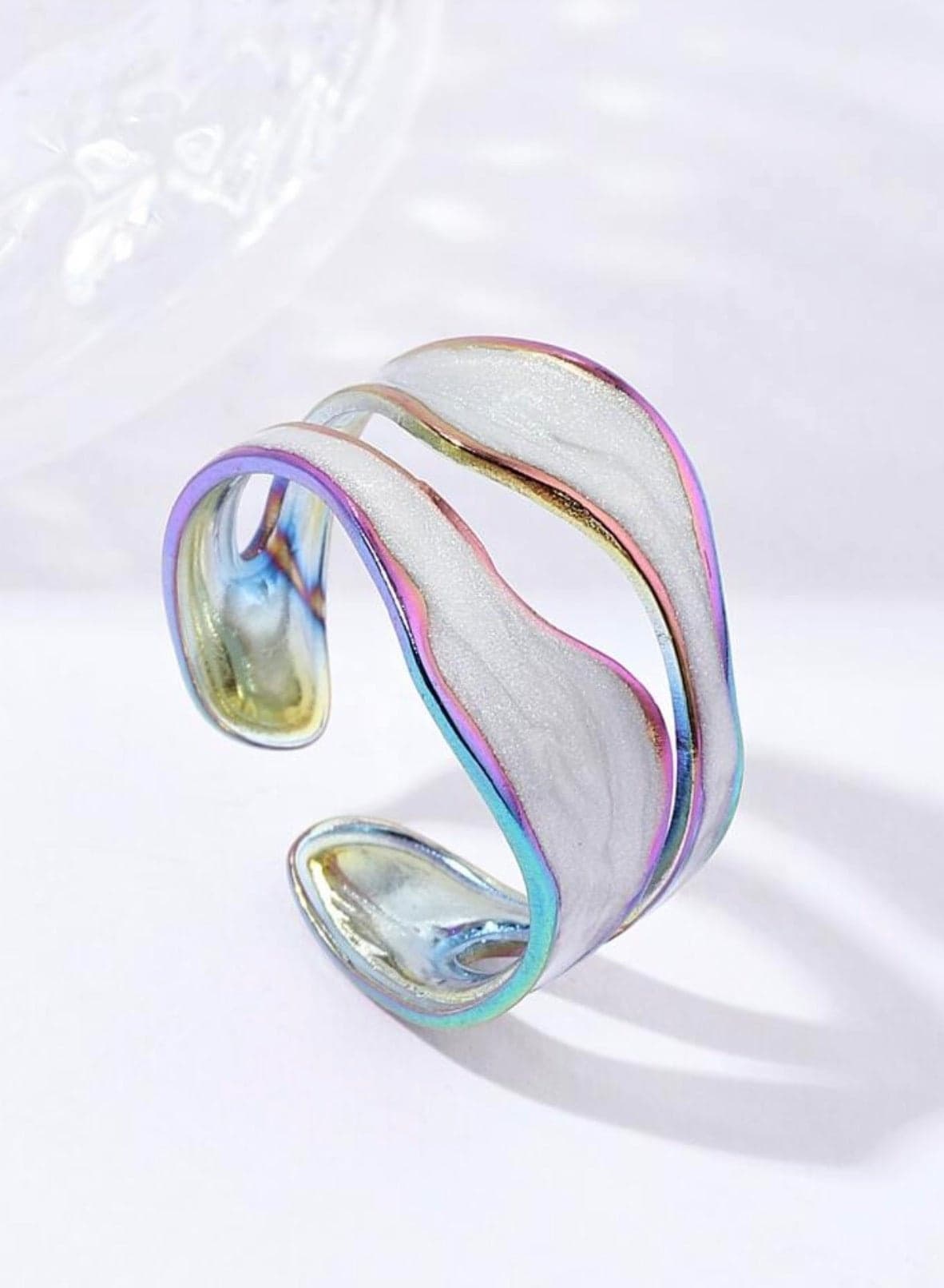 Elegant Stainless Steel Multicolor Ring For Women One Size
