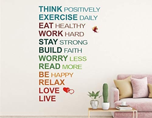 Heaven Decors Family Love, Live and Think Quote Wall Sticker for Living Room (Ideal Size on Wall: 51 cm x 80 cm),Multicolour