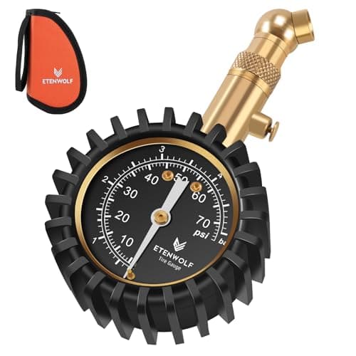 ETENWOLF Tire Pressure Gauge for Cars 075 PSI Air Pressure Gauge with Large Glow Dial Calibrated to ANSI B401 Grade APlusMinus 1 Tire Gauge for Tire Pressure Car Accessories Black
