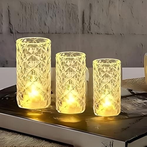 VERVENIX 6 Pcs Set Crown Shaped Flameless LED Tea Light Candles - Smokeless Decorative Transparent Acrylic Lights for Christmas and Festive Diwali Decorations (Pack of 6, Warm White)