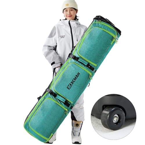 XCMAN Padded Snowboard Bag with Wheels,Adjustable Length 63-75In,Padded Bag for Air Traveling,Loading Capacity 100L