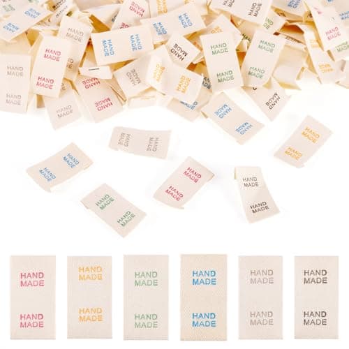 Cheriswelry 120pcs Handmade Clothing Labels Tags Cotton Craft Label for Cloth Sewing Label for Knitters Rectangle Personalized Fabric Tags Labels for Crochet Knits 28 x15 mm