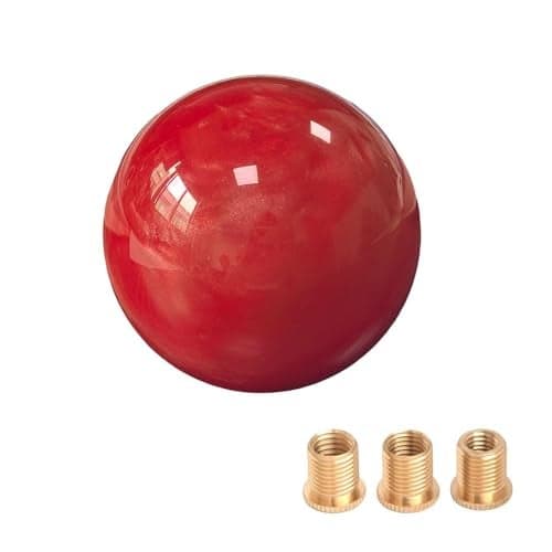 Lotcesfun Shift knob Round Ball Marble Style Universal for Manual Automatic Vehicles with 3 adapters red