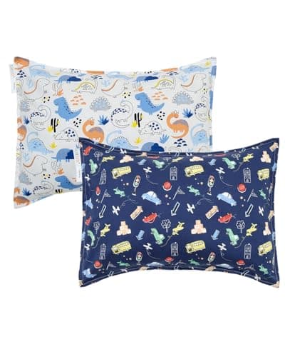 ALVABABY Toddler Pillowcases 2 Pack Organic Cotton Fit 13x 18 or 12x16 Kids Pillow Cover Envelope for Girl Boy TravelPillowcase Only