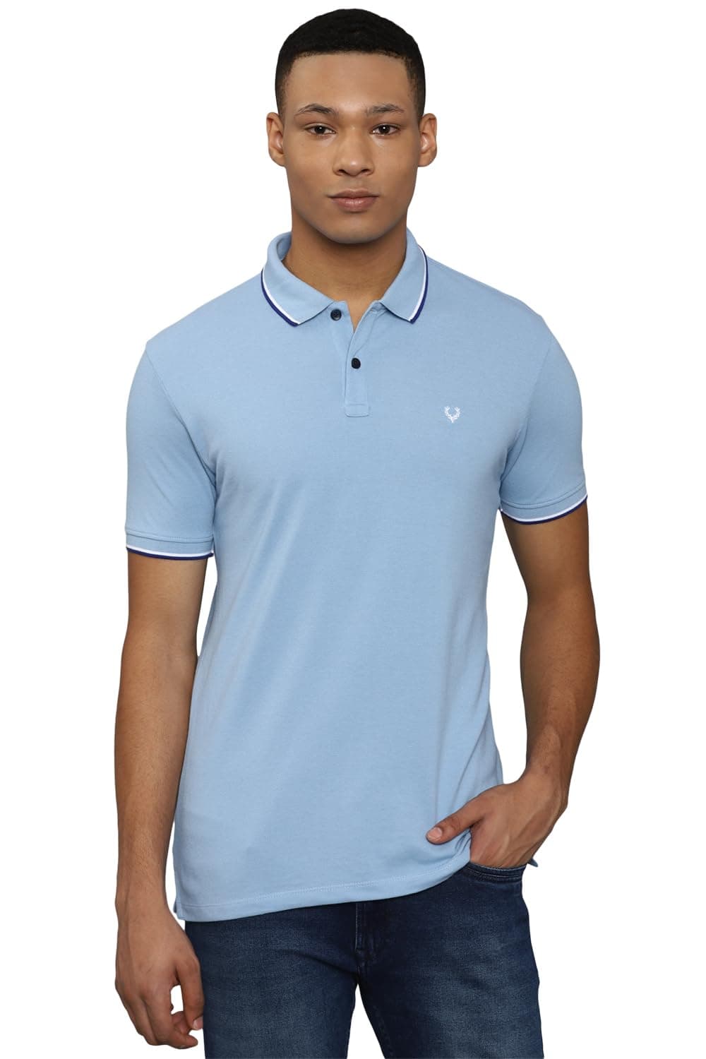 Allen Solly Men's Regular fit Solid Polo T-Shirt (ASKPCURGFF89863_Light Blue_XL)