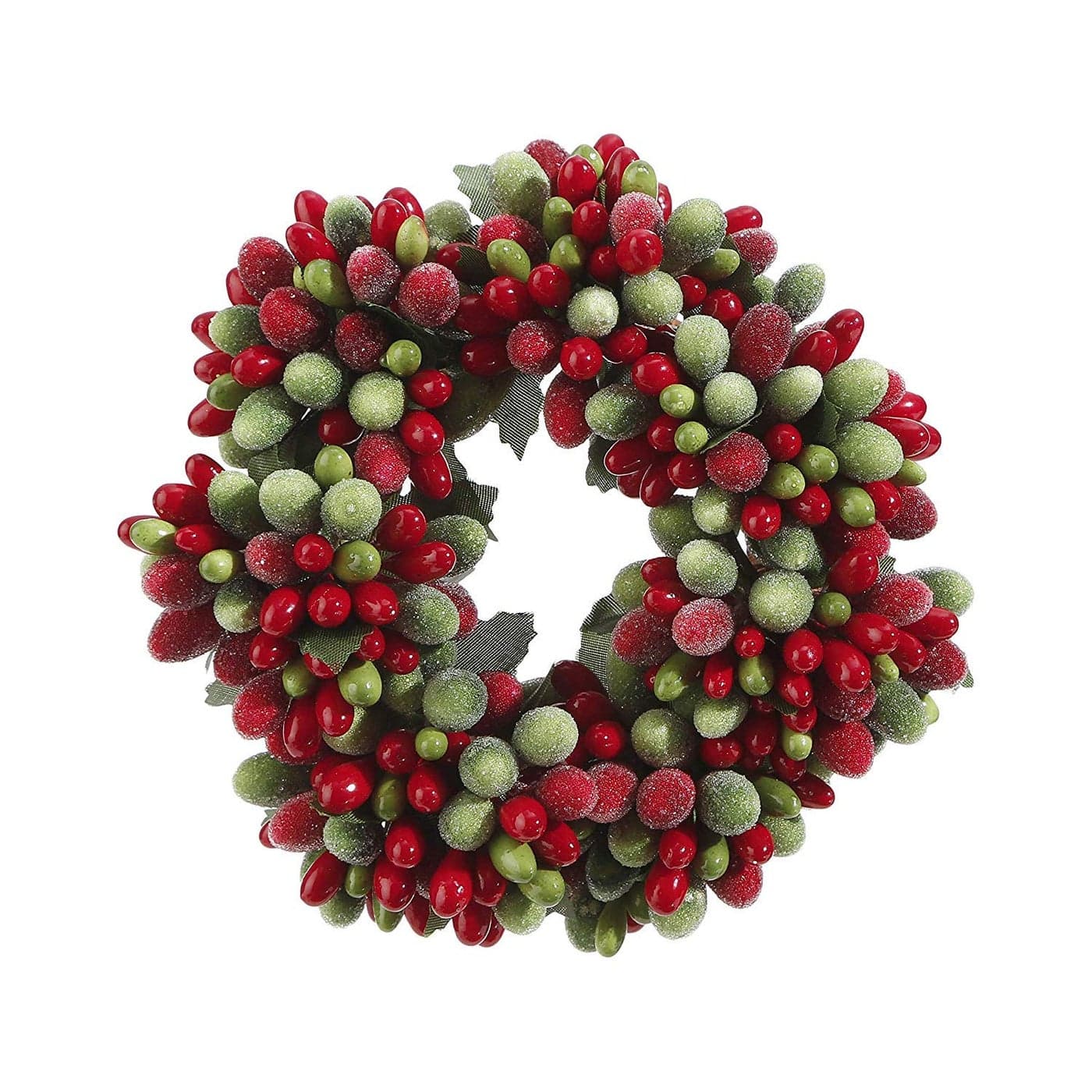 Red and Green Frosted Berry 65 Inch Mini Wreath Candle Ring