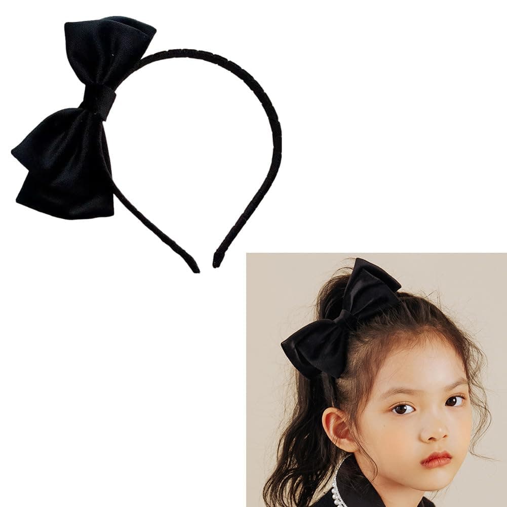 RFTWXHPN Black Velvet Bow Headbands for Girls Women Bowknot Headband Bows Head Band Christmas Party Cosplay Headdress for Girls Bow Hair Hoops Black Bowknot Hair Bands Accessories
