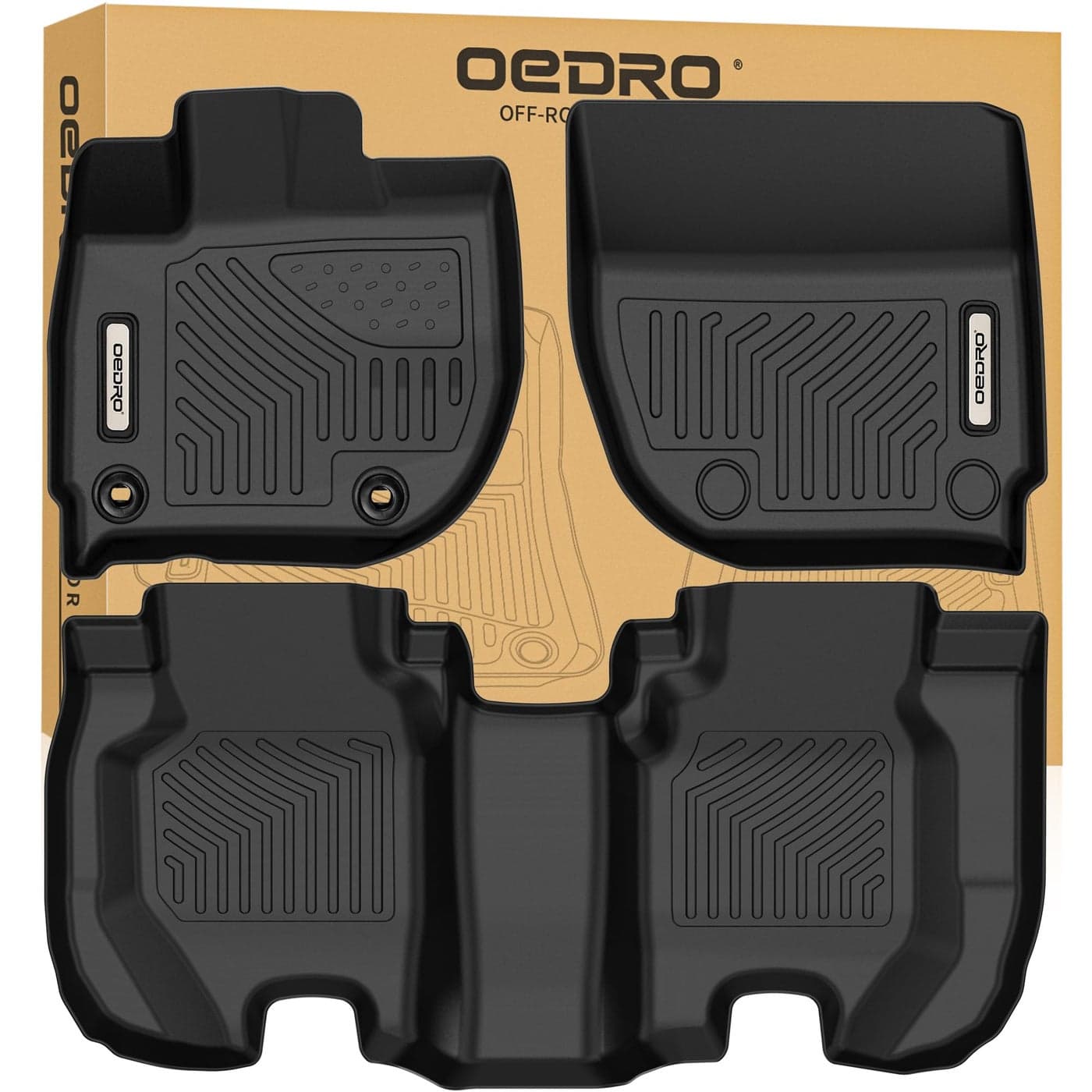 OEDRO Floor Mats Compatible with 20152020 Honda Fit Custom Fit Front 2nd Row Liner Set Black TPE AllWeather Guard