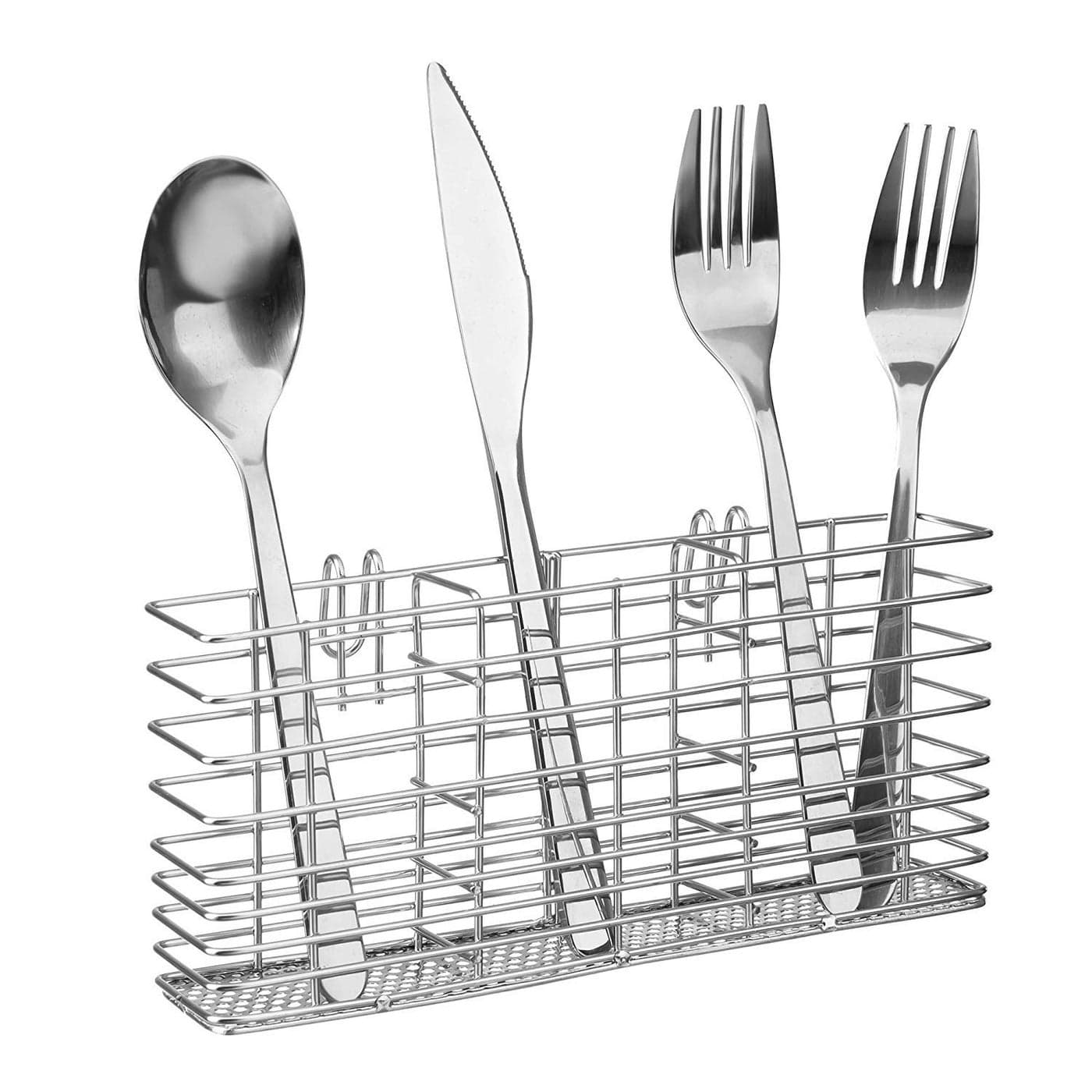 SANNO Silverware Organizer Cutlery Utensil Holder Stainless Steel Drying Rack Drainer for Kitchen Silverware