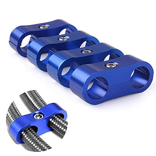 10AN Hose Separator Clamp Aluminum Fuel Line Mounting Clamp Divider Hose Fitting Adapter Fit for 58 Fuel Line Oil Line Brake Line Water Pipe and Gas LineBlue4pcs