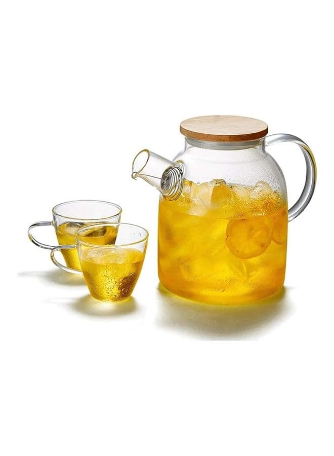 Heat Resistant Glass Teapot Set Clear 1500ml