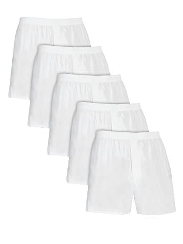 Fruit of the Loom mens Tag-free Boxer Shorts Underwear, Woven - White, Small US
