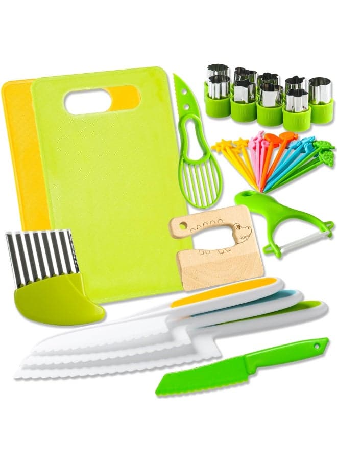 40Pcs Toddler Toy Kitchen Utensils Set , Including Cutting Board Knives Fruit Cutter Embossing Molds With Safe Anti-Cut Design, Children Educational Early Learning Toy Develops Hands-On Ability and Hand-Eye Coordination, Boys Girls Toy Gift Birthday Present Party Favor