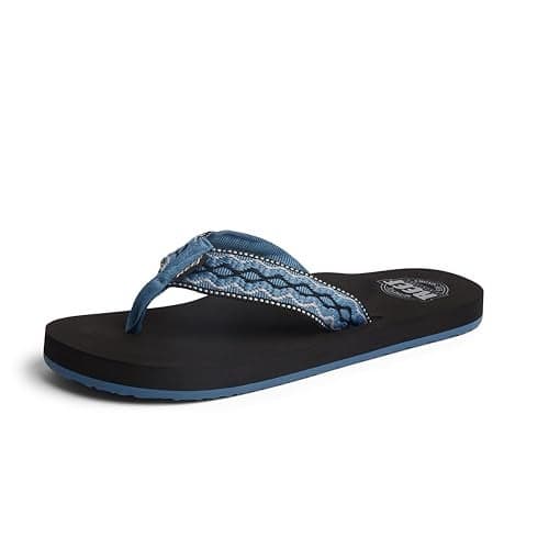 Reef Smoothy Mens Beach Flip Flop, Soft Woven Strap Made From 100% Recycled PET, Vintage Blue, 11